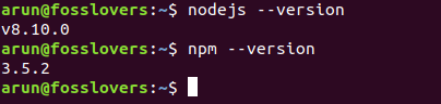 nodejs npm offical ubuntu 18.04