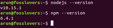 nodejs npm version nodesource ubuntu 18.04