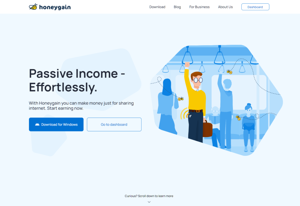 HoneyGain Website Hero Section